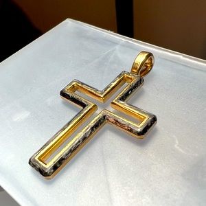 David Yurman 18K Gold Forged Carbon Cross Pendant, 37mm